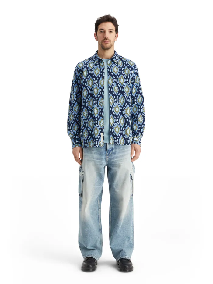 Printed Seersucker Shirt Night Bookcover Ditsy Men Scotch and Soda Shirts