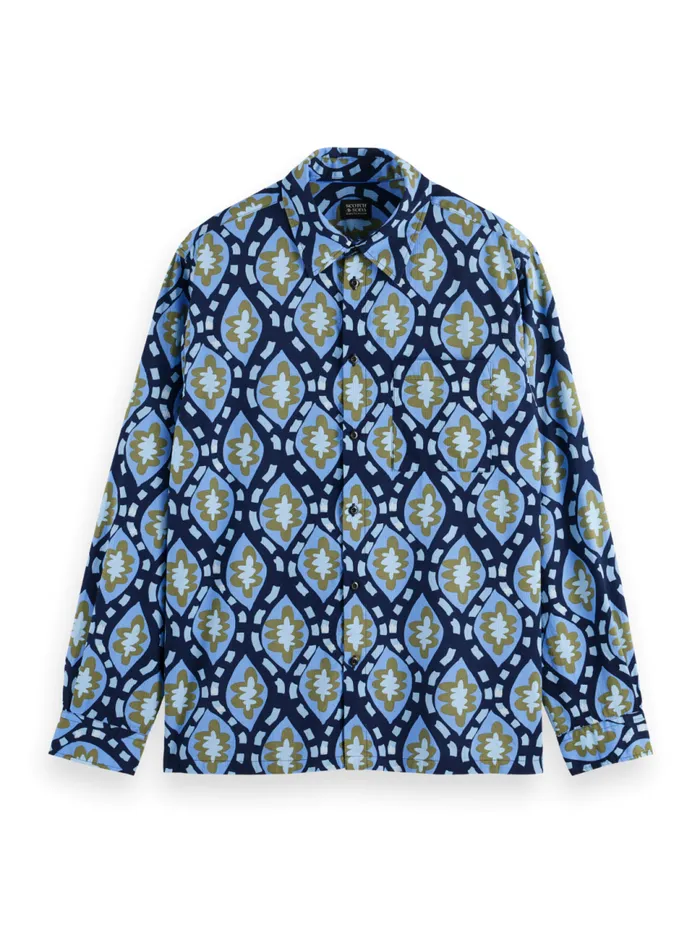 Printed Seersucker Shirt Night Bookcover Ditsy Men Scotch and Soda Shirts
