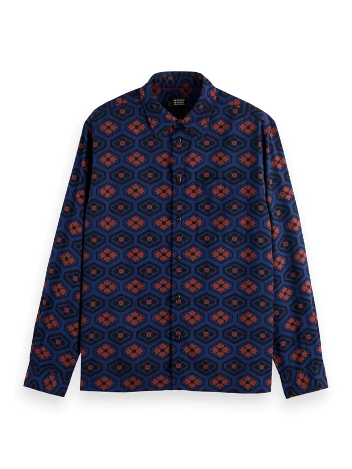 Printed Seersucker Shirt Night Bookcover Ditsy Men Scotch and Soda Shirts