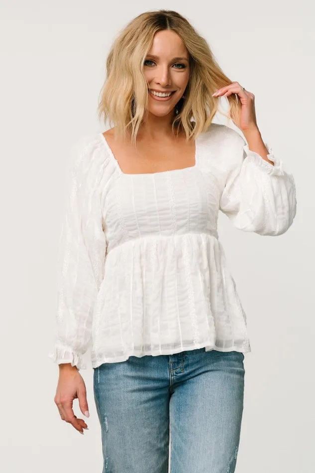 Priscilla Embroidered Top Ivory Women Baltic Born Blouses Shirts