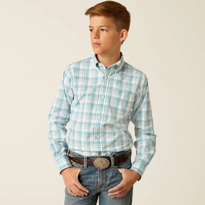 Pro Series Edward Classic Fit Shirt Dark Blue Kids Ariat Button Down Shirts