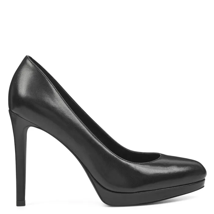 Quabree Platform Pumps Black Leather Women Nine West High