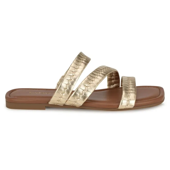 Quinlea Flat Strappy Sandals Platino Women Nine West Low Heel