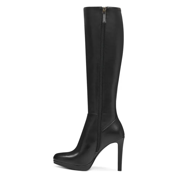 Quizme Wide Calf Platform Boots Black Leather Women Nine West Boots and Booties Quizme Wide Calf Platform Boots Black Leather Women Nine West Boots and Booties