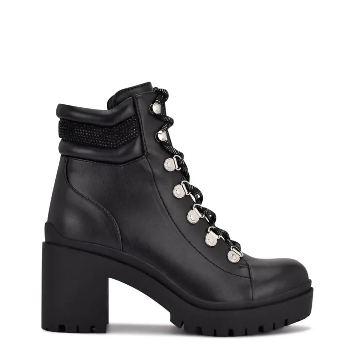 Qwork Lug Sole Booties Black Women Nine West Boots and Booties