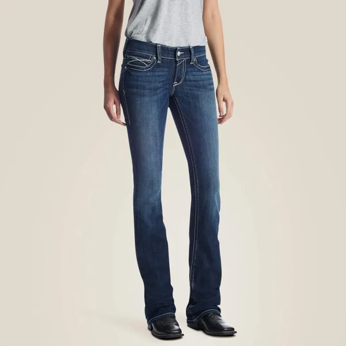 REAL Low Rise Stretch Rosy Whipstitch Boot Cut Jean Lakeshore Women Ariat Denim