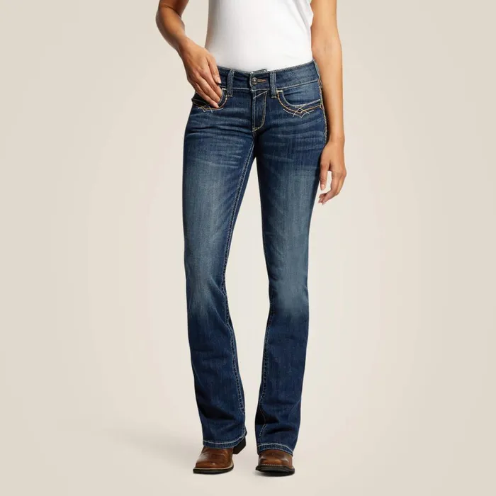 REAL Mid Rise Stretch Entwined Festival Boot Cut Jean Festival Blue Women Ariat Denim