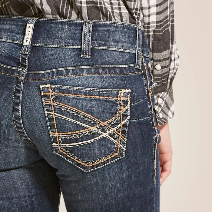 REAL Mid Rise Stretch Entwined Festival Boot Cut Jean Festival Blue Women Ariat Denim REAL Mid Rise Stretch Entwined Festival Boot Cut Jean Festival Blue Women Ariat Denim