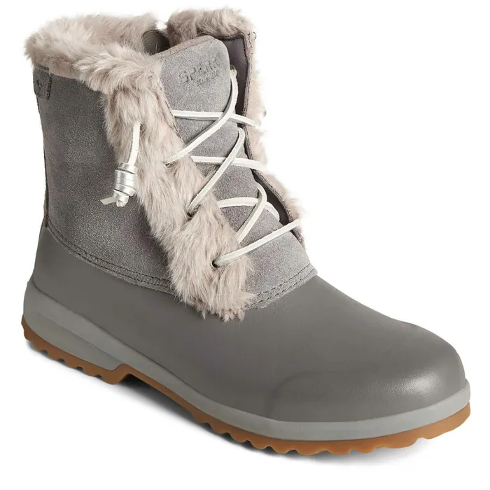 Rain and Duck Boots Women Sperry Maritime Repel Suede Thinsulate Snow Boot Grey