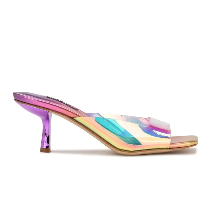 Raylen Heeled Slide Sandals Sunset Multi Metallic Women Nine West Dress