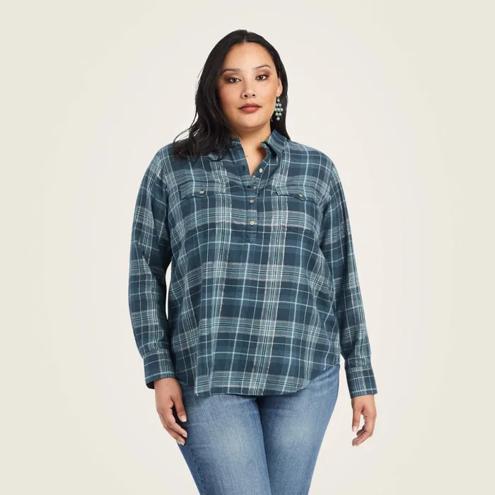 REAL Billie Jean Popover Shirt Lurex Plaid Women Ariat TShirts and Tops REAL Billie Jean Popover Shirt Lurex Plaid Women Ariat TShirts and Tops
