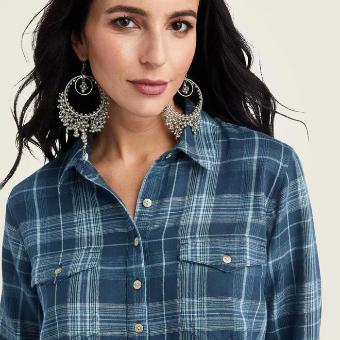 REAL Billie Jean Popover Shirt Lurex Plaid Women Ariat TShirts and Tops REAL Billie Jean Popover Shirt Lurex Plaid Women Ariat TShirts and Tops