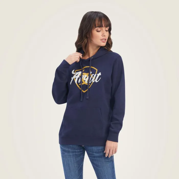 REAL Shield Logo Hoodie Navy Eclipse Women Ariat Sweatshirts and Hoodies