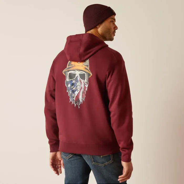 Rebar Born For This Full Zip Hoodie Burgundy Men Ariat Sweatshirts and Hoodies