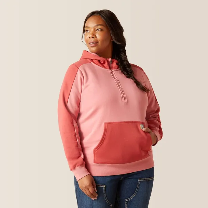 Rebar Colorblocked 12 Zip Hoodie Mauveglowmineral Red Women Ariat Sweatshirts and Hoodies Rebar Colorblocked 12 Zip Hoodie Mauveglowmineral Red Women Ariat Sweatshirts and Hoodies