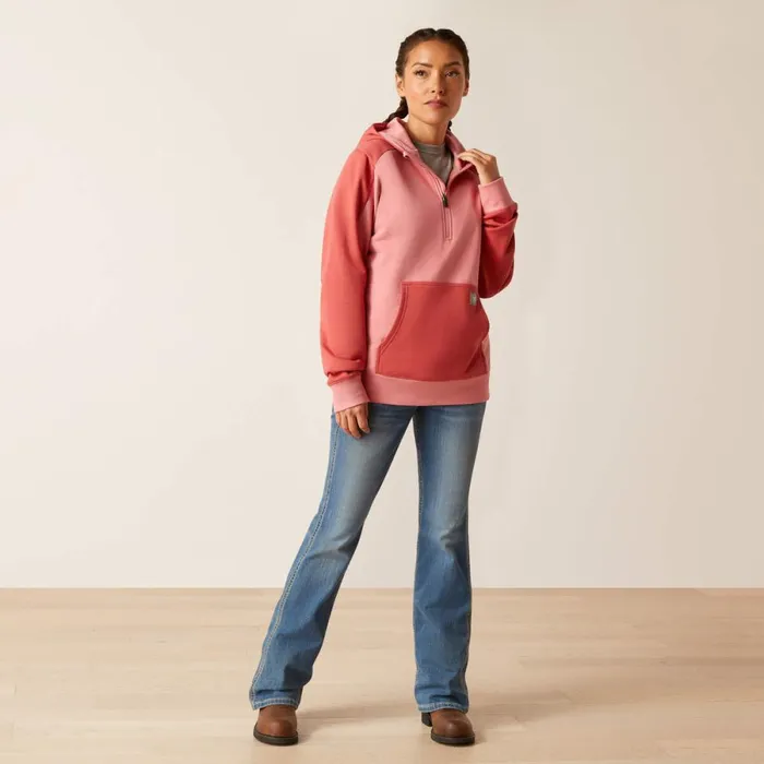 Rebar Colorblocked 12 Zip Hoodie Mauveglowmineral Red Women Ariat Sweatshirts and Hoodies Rebar Colorblocked 12 Zip Hoodie Mauveglowmineral Red Women Ariat Sweatshirts and Hoodies