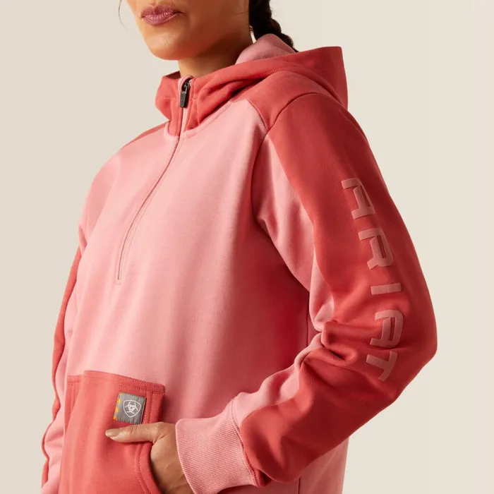 Rebar Colorblocked 12 Zip Hoodie Mauveglowmineral Red Women Ariat Sweatshirts and Hoodies Rebar Colorblocked 12 Zip Hoodie Mauveglowmineral Red Women Ariat Sweatshirts and Hoodies