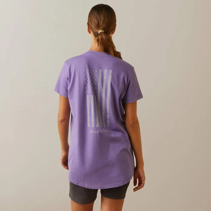 Rebar Cotton Strong American Flag Graphc TShirt Paisley Purple Women Ariat TShirts and Tops