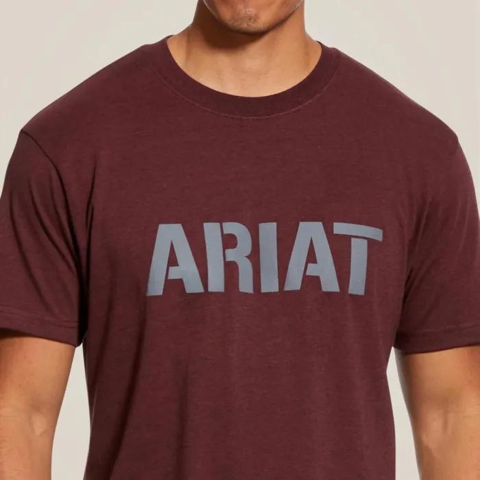 Rebar Cotton Strong Block Burgundy Heather Men Ariat TShirts and Polos Rebar Cotton Strong Block Burgundy Heather Men Ariat TShirts and Polos