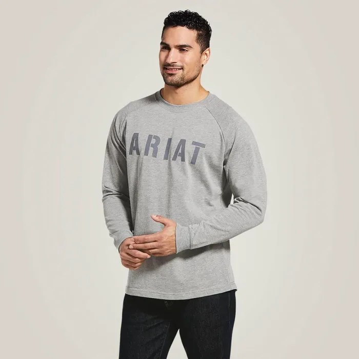 Rebar Cotton Strong Block TShirt Heather Grey Men Ariat TShirts and Polos