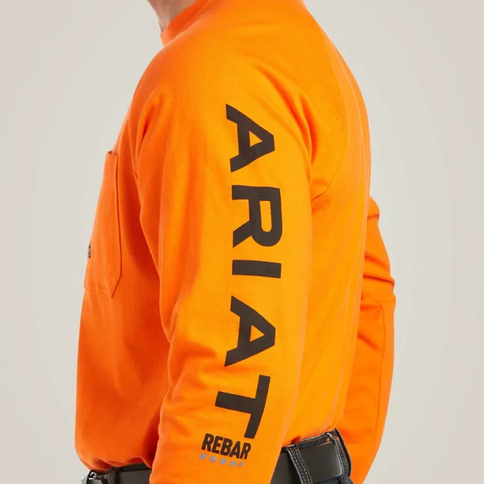 Rebar Cotton Strong Graphic Safety Orangeblack Men Ariat TShirts and Polos Rebar Cotton Strong Graphic Safety Orangeblack Men Ariat TShirts and Polos