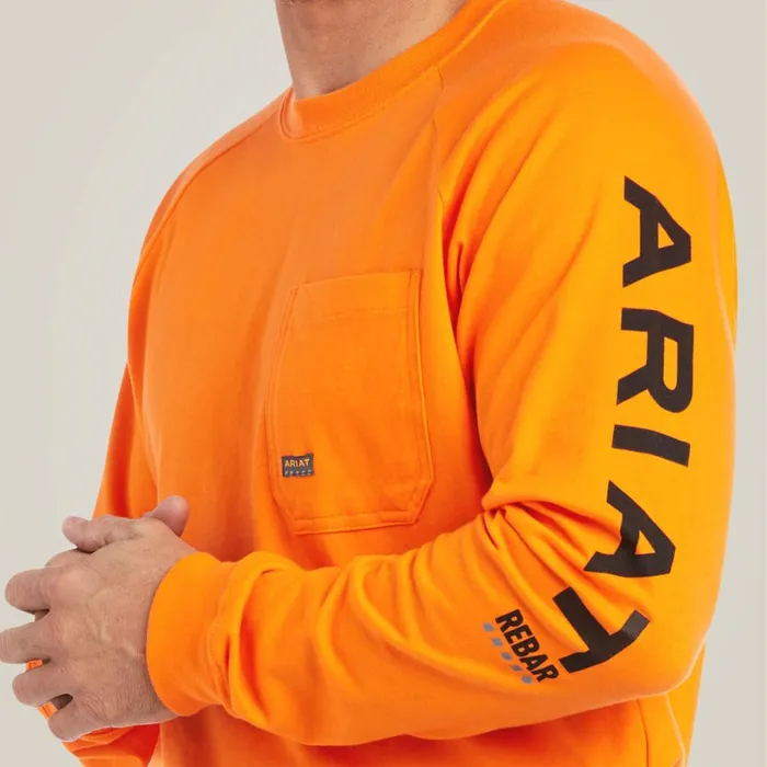 Rebar Cotton Strong Graphic Safety Orangeblack Men Ariat TShirts and Polos Rebar Cotton Strong Graphic Safety Orangeblack Men Ariat TShirts and Polos