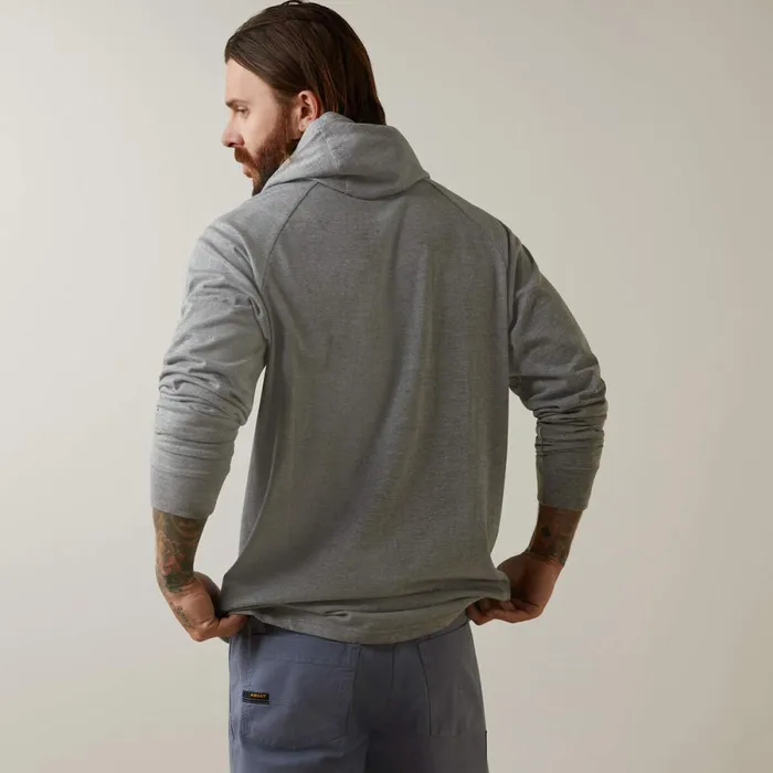 Rebar Cotton Strong Hooded TShirt Heather Grey Men Ariat TShirts and Polos Rebar Cotton Strong Hooded TShirt Heather Grey Men Ariat TShirts and Polos
