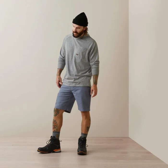 Rebar Cotton Strong Hooded TShirt Heather Grey Men Ariat TShirts and Polos Rebar Cotton Strong Hooded TShirt Heather Grey Men Ariat TShirts and Polos