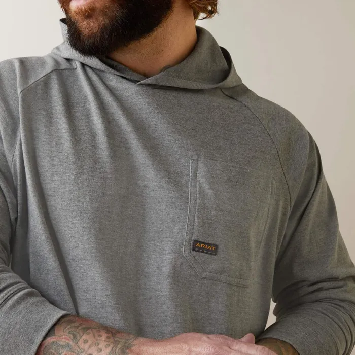 Rebar Cotton Strong Hooded TShirt Heather Grey Men Ariat TShirts and Polos Rebar Cotton Strong Hooded TShirt Heather Grey Men Ariat TShirts and Polos