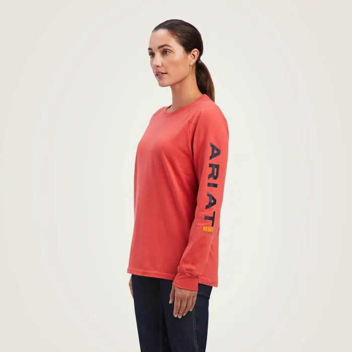 Rebar Cotton Strong Logo Graphic Baked Apple Mood Indigo Women Ariat TShirts and Tops