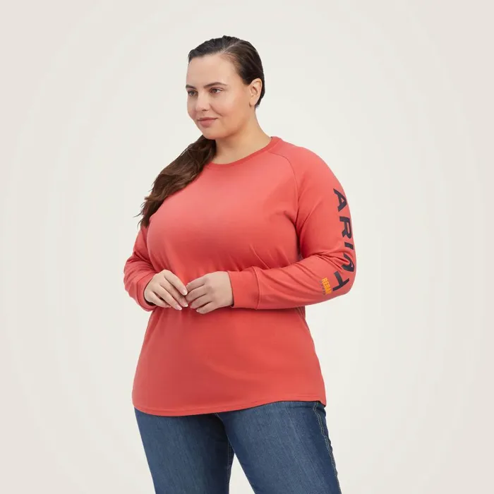 Rebar Cotton Strong Logo Graphic Baked Apple Mood Indigo Women Ariat TShirts and Tops