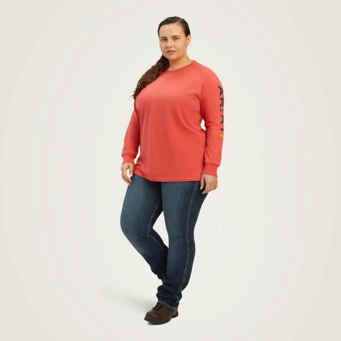 Rebar Cotton Strong Logo Graphic Baked Apple Mood Indigo Women Ariat TShirts and Tops