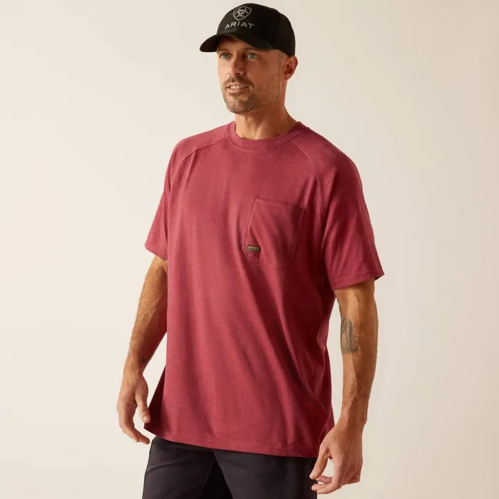 Rebar Cotton Strong TShirt Roan Rouge Heather Men Ariat TShirts and Polos