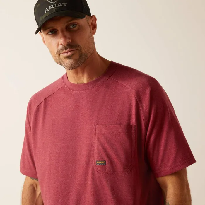 Rebar Cotton Strong TShirt Roan Rouge Heather Men Ariat TShirts and Polos Rebar Cotton Strong TShirt Roan Rouge Heather Men Ariat TShirts and Polos