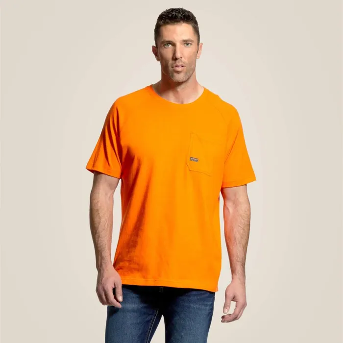 Rebar Cotton Strong TShirt Safety Orange Men Ariat TShirts and Polos