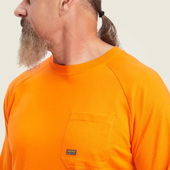 Rebar Cotton Strong TShirt Safety Orange Men Ariat TShirts and Polos Rebar Cotton Strong TShirt Safety Orange Men Ariat TShirts and Polos