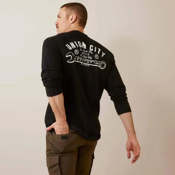 Rebar Cotton Strong Union City Black Men Ariat TShirts and Polos
