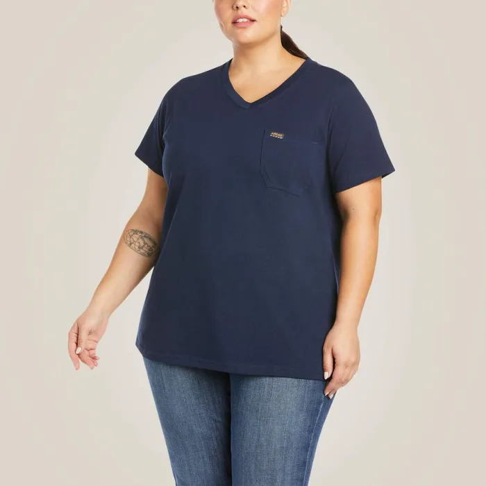Rebar Cotton Strong VNeck TShirt Navy Women Ariat TShirts and Tops