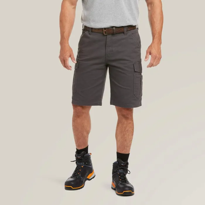 Rebar DuraStretch Made Tough Cargo 11034 Short Rebar Grey Men Ariat Pants and Shorts