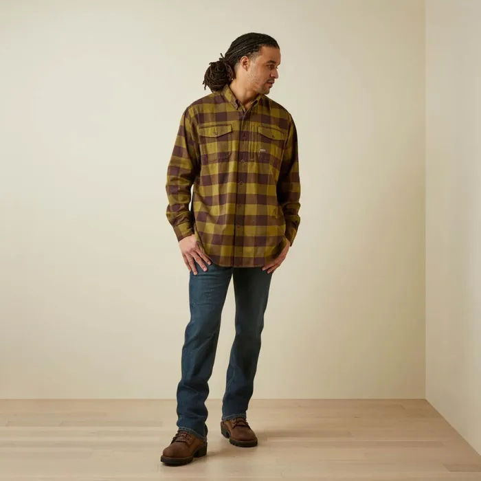 Rebar Flannel DuraStretch Work Shirt Avocado Men Ariat Button Down Shirts Rebar Flannel DuraStretch Work Shirt Avocado Men Ariat Button Down Shirts