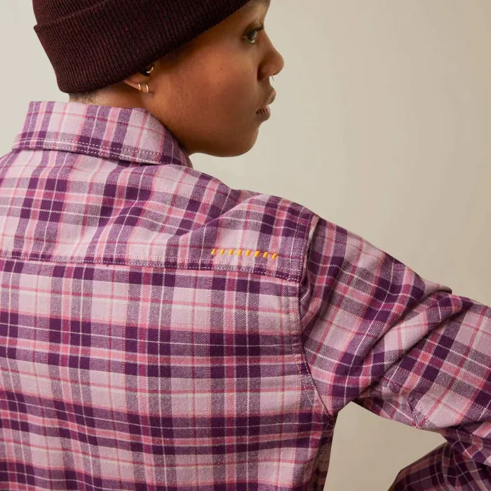 Rebar Flannel DuraStretch Work Shirt Potent Purple Plaid Women Ariat TShirts and Tops