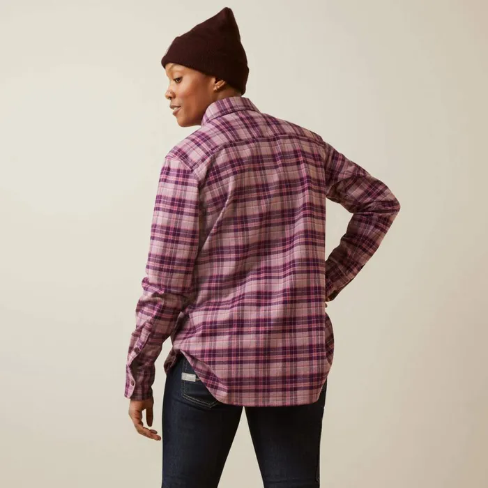 Rebar Flannel DuraStretch Work Shirt Potent Purple Plaid Women Ariat TShirts and Tops
