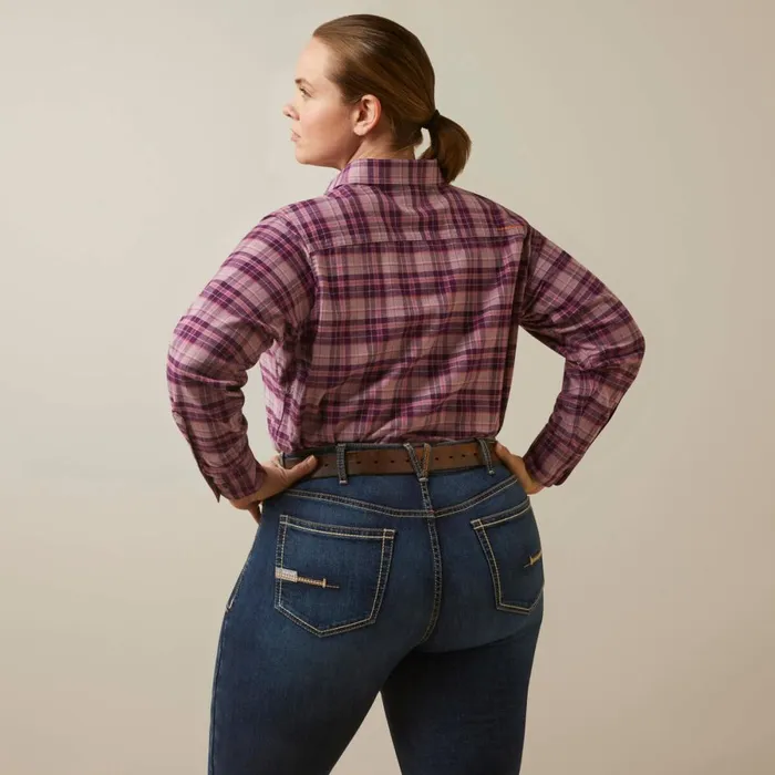 Rebar Flannel DuraStretch Work Shirt Potent Purple Plaid Women Ariat TShirts and Tops