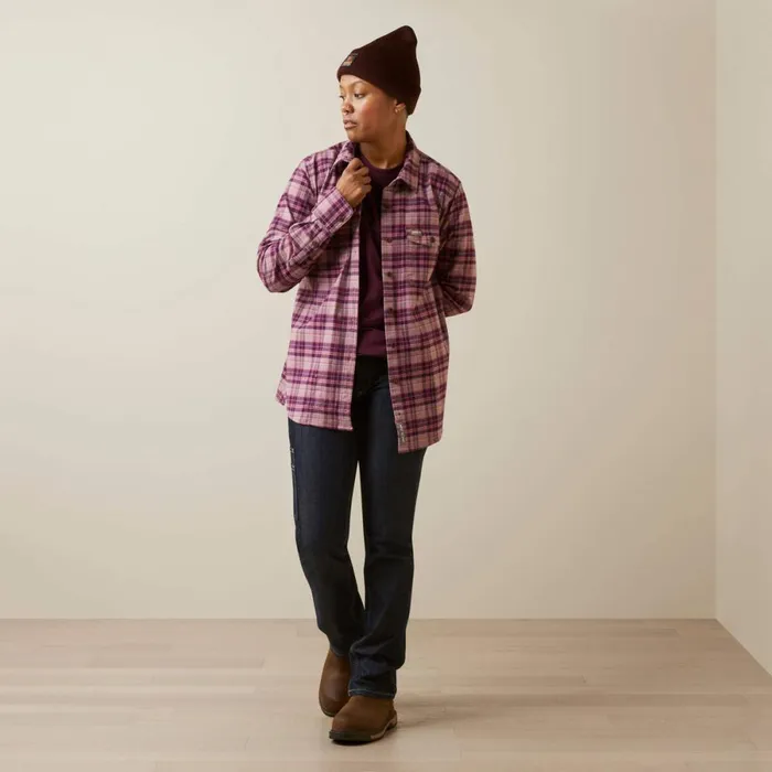 Rebar Flannel DuraStretch Work Shirt Potent Purple Plaid Women Ariat TShirts and Tops