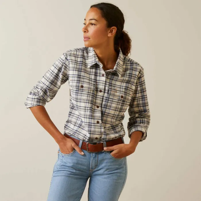 Rebar Flannel DuraStretch Work Shirt String Plaid Women Ariat TShirts and Tops