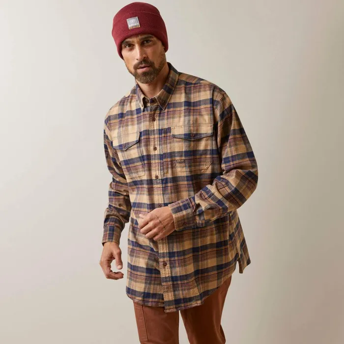 Rebar Flannel DuraStretch Work Shirt Tiger039s Eye Plaid Men Ariat Button Down Shirts