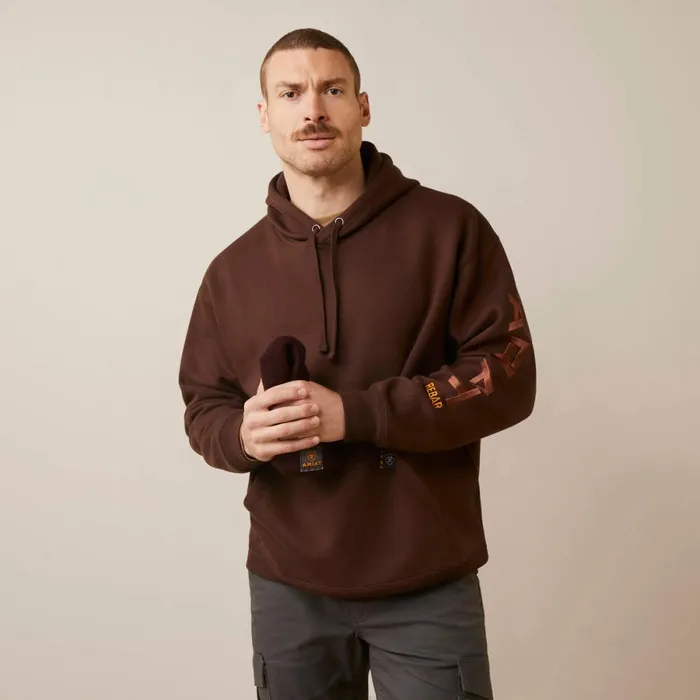 Rebar Graphic Hoodie Coffee Bean Caramel Cafe Men Ariat Sweatshirts and Hoodies
