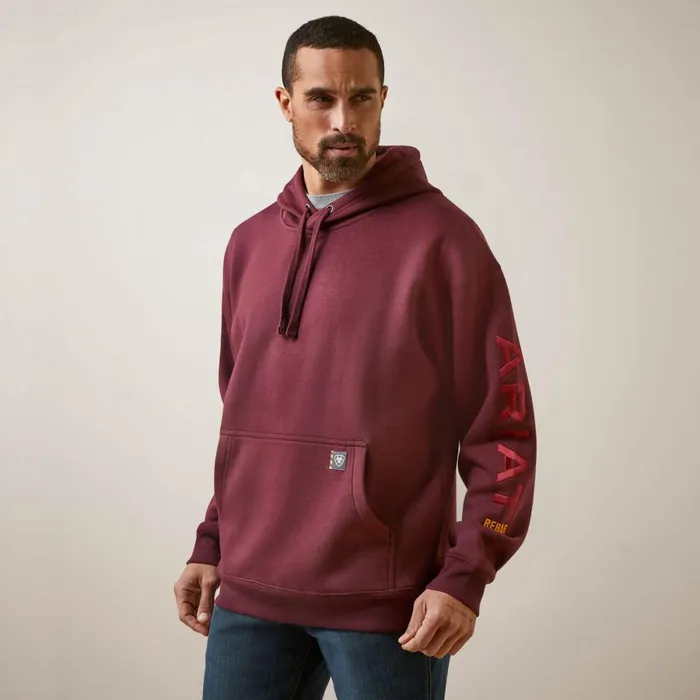 Rebar Graphic Hoodie Malbec Grey Men Ariat Sweatshirts and Hoodies