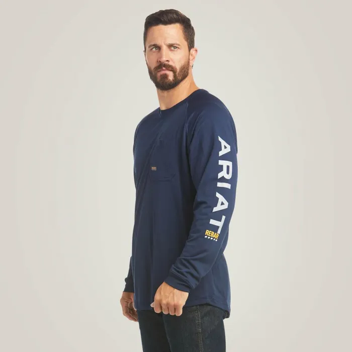 Rebar Heat Fighter TShirt Navy Men Ariat TShirts and Polos