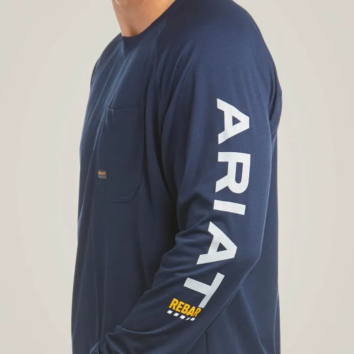 Rebar Heat Fighter TShirt Navy Men Ariat TShirts and Polos Rebar Heat Fighter TShirt Navy Men Ariat TShirts and Polos